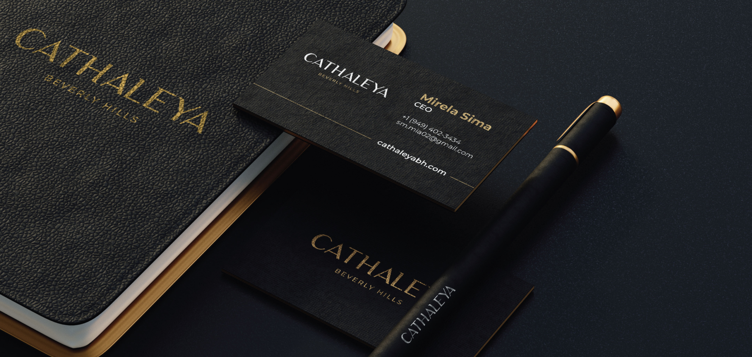 CATHALEYA Beverly Hills luxury brand identity — corporate brand application.